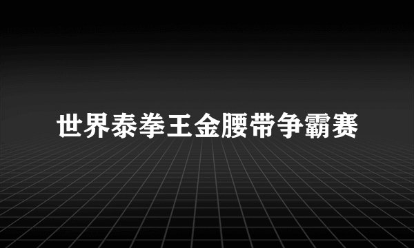 世界泰拳王金腰带争霸赛