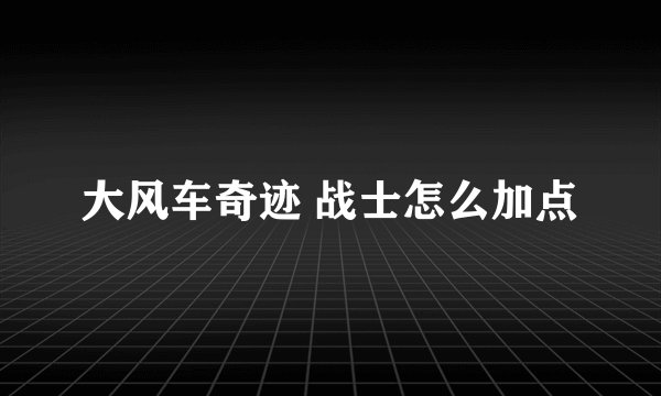 大风车奇迹 战士怎么加点