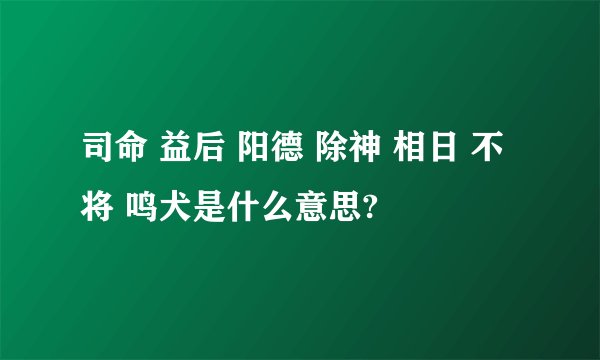 司命 益后 阳德 除神 相日 不将 鸣犬是什么意思?