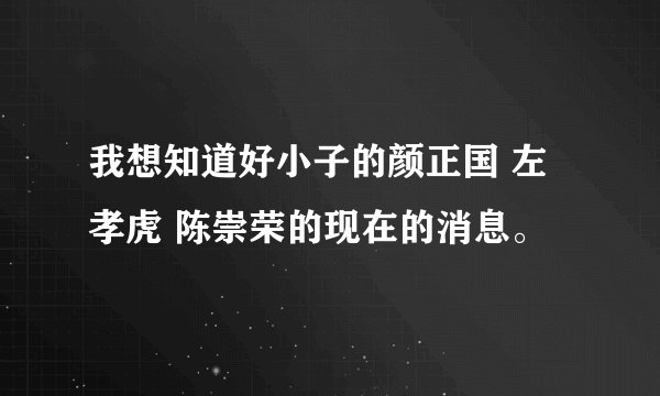 我想知道好小子的颜正国 左孝虎 陈崇荣的现在的消息。