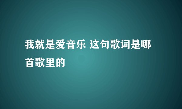 我就是爱音乐 这句歌词是哪首歌里的