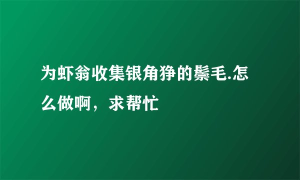 为虾翁收集银角狰的鬃毛.怎么做啊,求帮忙