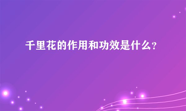 千里花的作用和功效是什么？