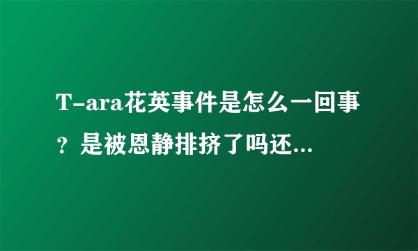 T-ara花英事件是怎么一回事?是被恩静排挤了吗还是什么的。雅琳又为什么发IG说最恨的人是...