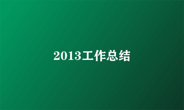 2013工作总结