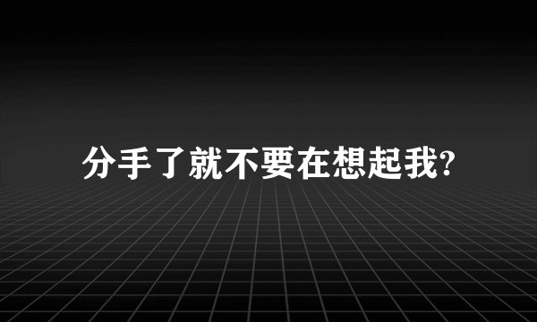 分手了就不要在想起我?