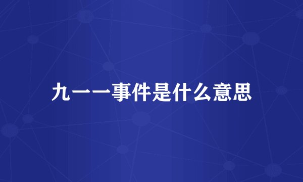 九一一事件是什么意思