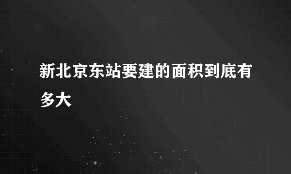 新北京东站要建的面积到底有多大