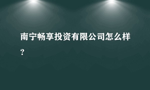 南宁畅享投资有限公司怎么样？
