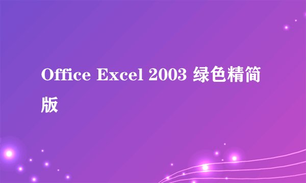 Office Excel 2003 绿色精简版