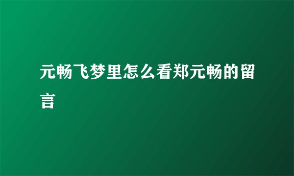 元畅飞梦里怎么看郑元畅的留言