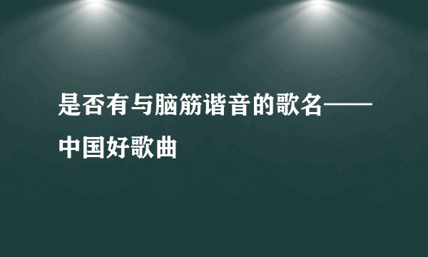 是否有与脑筋谐音的歌名——中国好歌曲