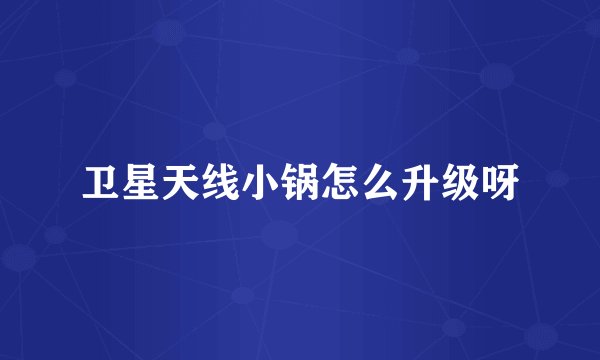 卫星天线小锅怎么升级呀