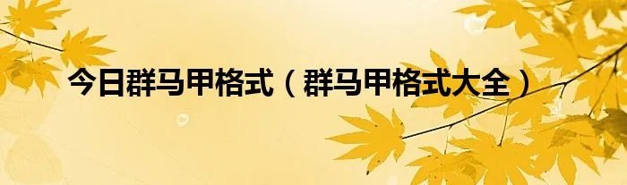今日群马甲格式（群马甲格式大全）