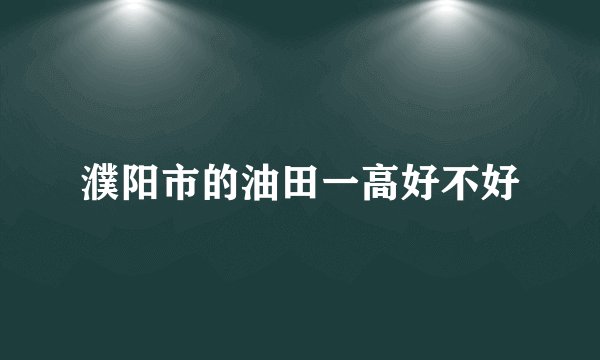 濮阳市的油田一高好不好