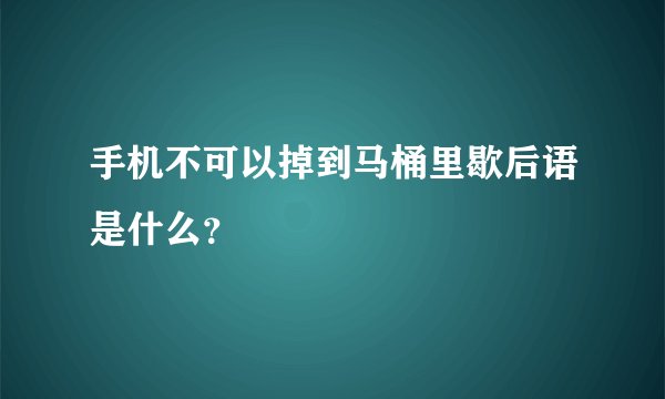 手机不可以掉到马桶里歇后语是什么？