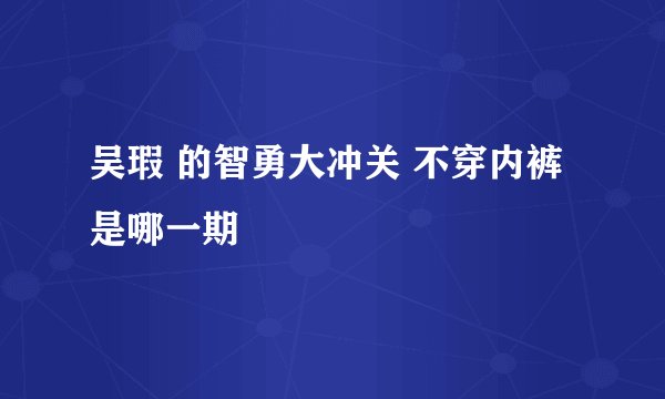 吴瑕 的智勇大冲关 不穿内裤是哪一期