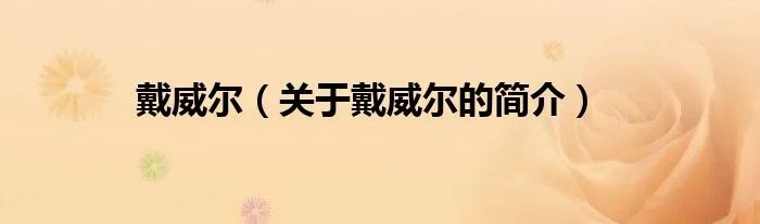 戴威尔（关于戴威尔的简介）
