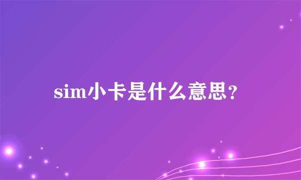 sim小卡是什么意思？