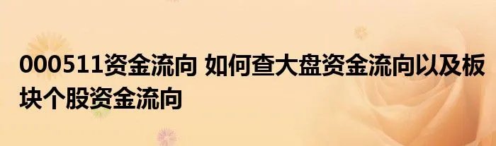 000511资金流向 如何查大盘资金流向以及板块个股资金流向