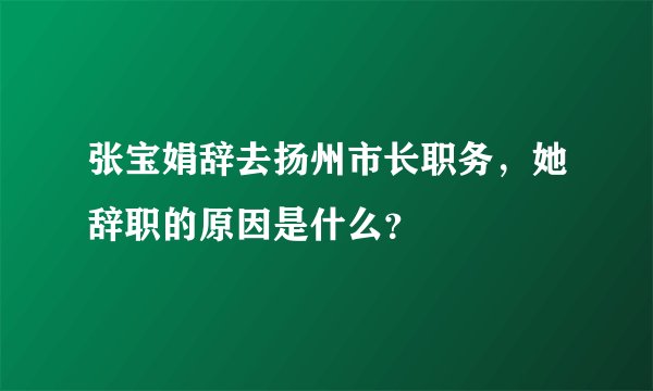 张宝娟辞去扬州市长职务,她辞职的原因是什么?
