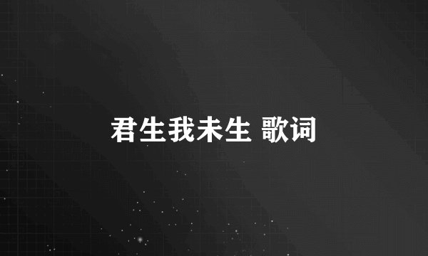 君生我未生 歌词