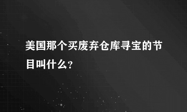 美国那个买废弃仓库寻宝的节目叫什么？