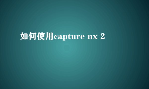 如何使用capture nx 2