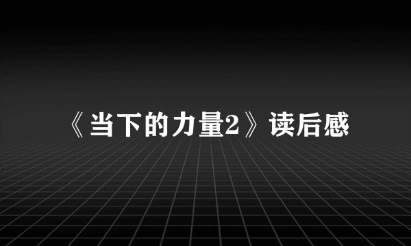 《当下的力量2》读后感
