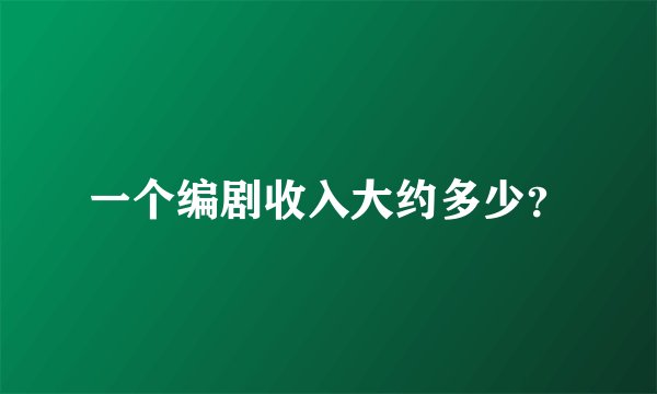 一个编剧收入大约多少？