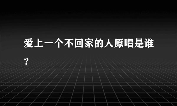 爱上一个不回家的人原唱是谁?