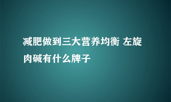 减肥做到三大营养均衡 左旋肉碱有什么牌子