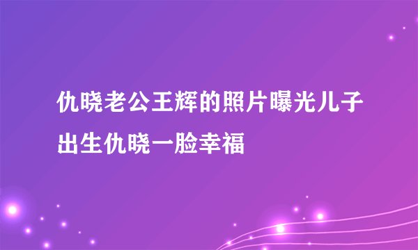 仇晓老公王辉的照片曝光儿子出生仇晓一脸幸福