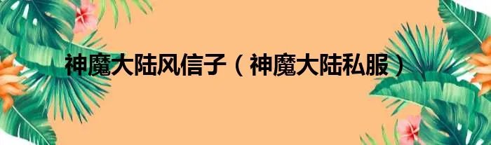 神魔大陆风信子（神魔大陆私服）