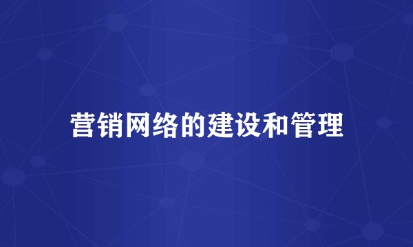 营销网络的建设和管理