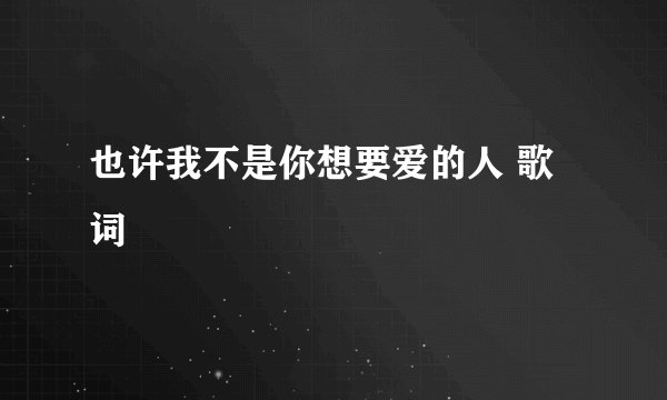 也许我不是你想要爱的人 歌词