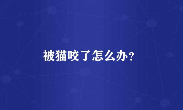 被猫咬了怎么办？