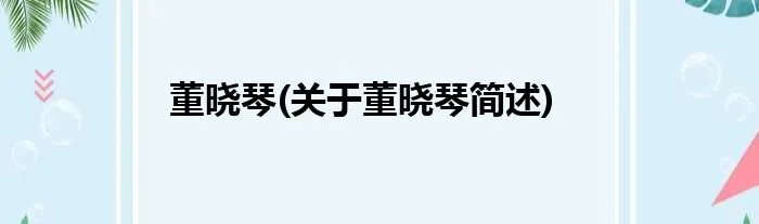 董晓琴(关于董晓琴简述)