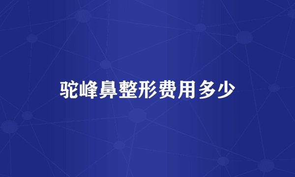 驼峰鼻整形费用多少
