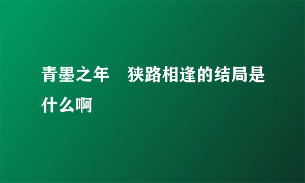 青墨之年　狭路相逢的结局是什么啊