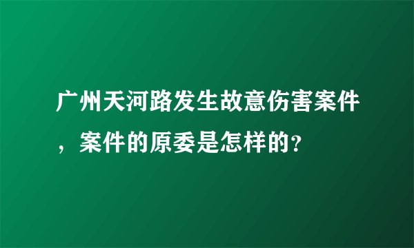 广州天河路发生故意伤害案件,案件的原委是怎样的?