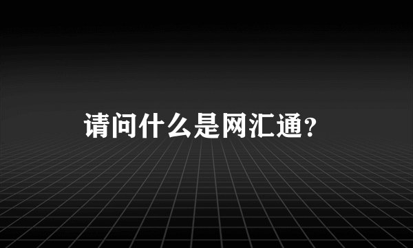 请问什么是网汇通?