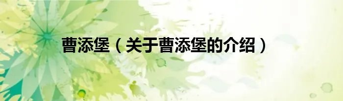 曹添堡（关于曹添堡的介绍）