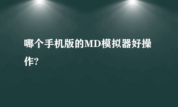 哪个手机版的MD模拟器好操作?
