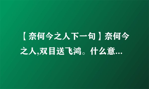 【奈何今之人下一句】奈何今之人,双目送飞鸿。什么意思奈何今之人,双目送...