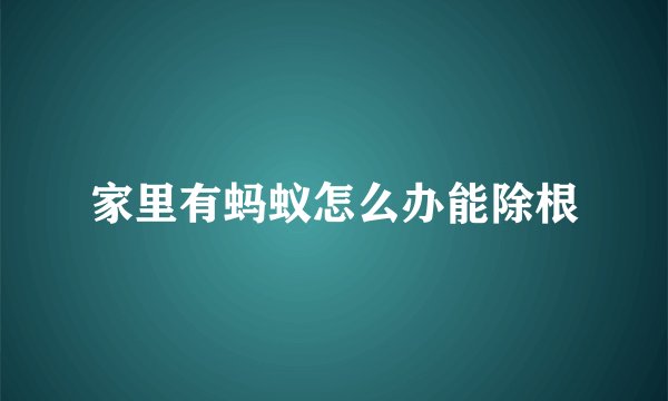 家里有蚂蚁怎么办能除根