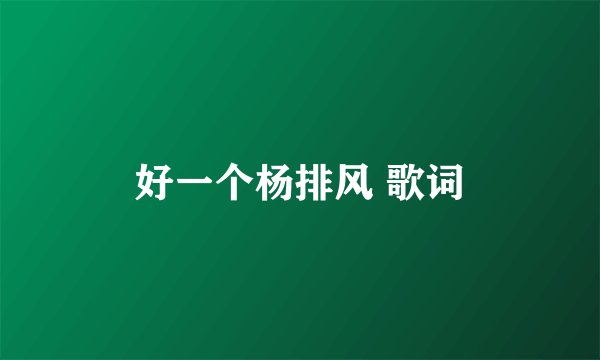 好一个杨排风 歌词