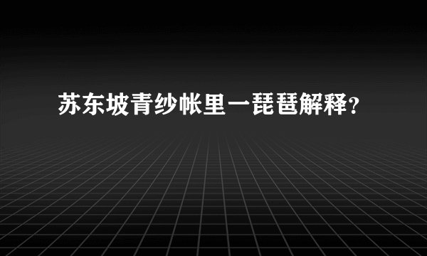 苏东坡青纱帐里一琵琶解释？