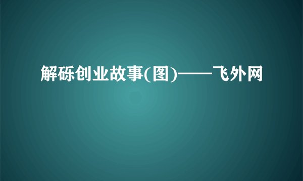 解砾创业故事(图)——飞外网