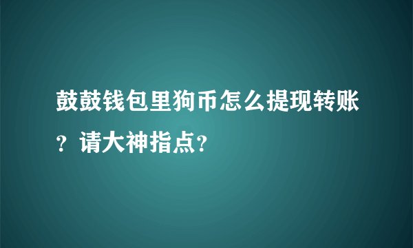 鼓鼓钱包里狗币怎么提现转账？请大神指点？